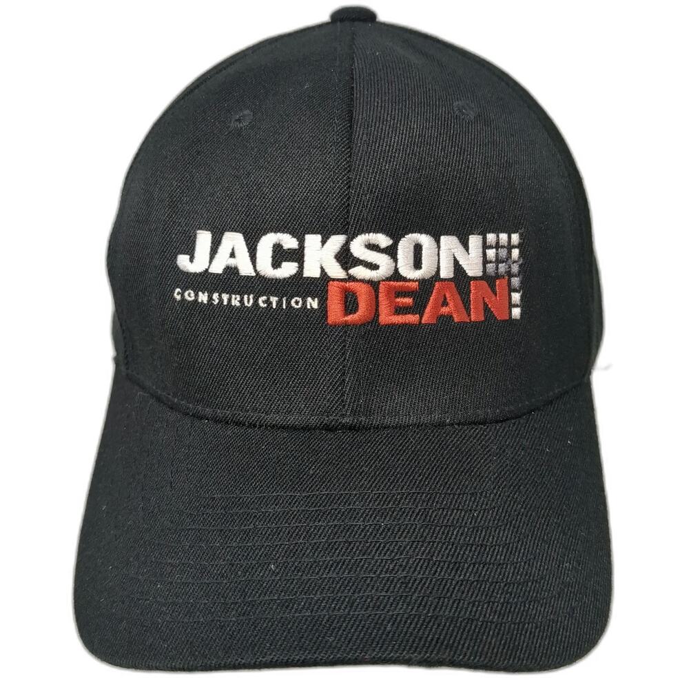 Flexfit Baseball Cap Black XL Jackson Construction Dean 6 Panel Curved Brim Hat